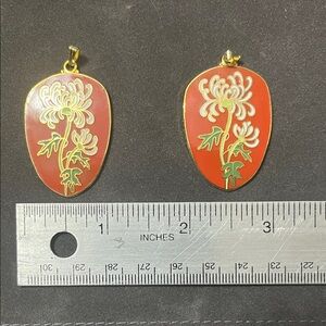 Elegant Golden and Red Colored Floral Pendants